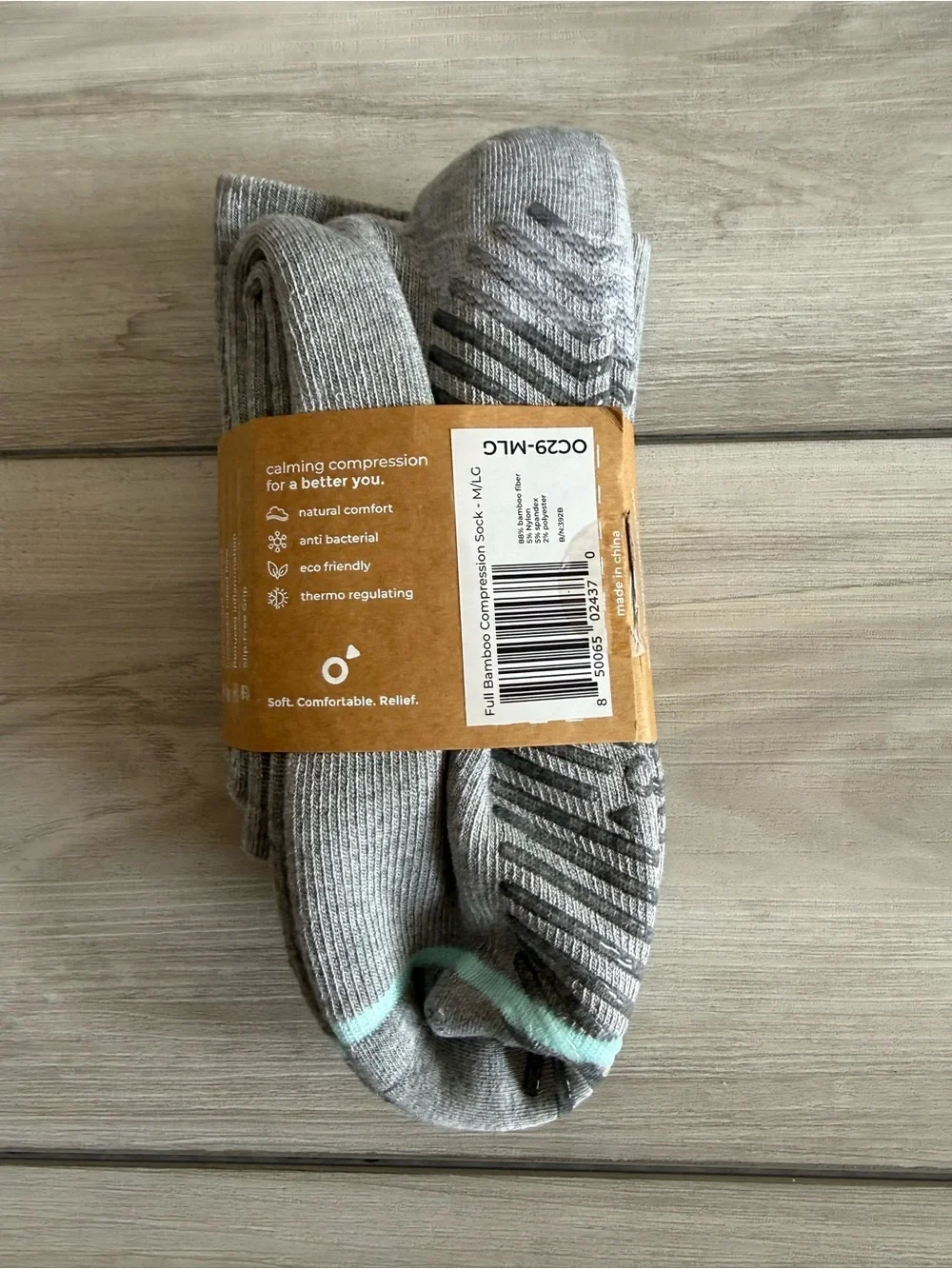 Onecompress Bamboo Knee High Compression Socks Grey Size M/L NWT
